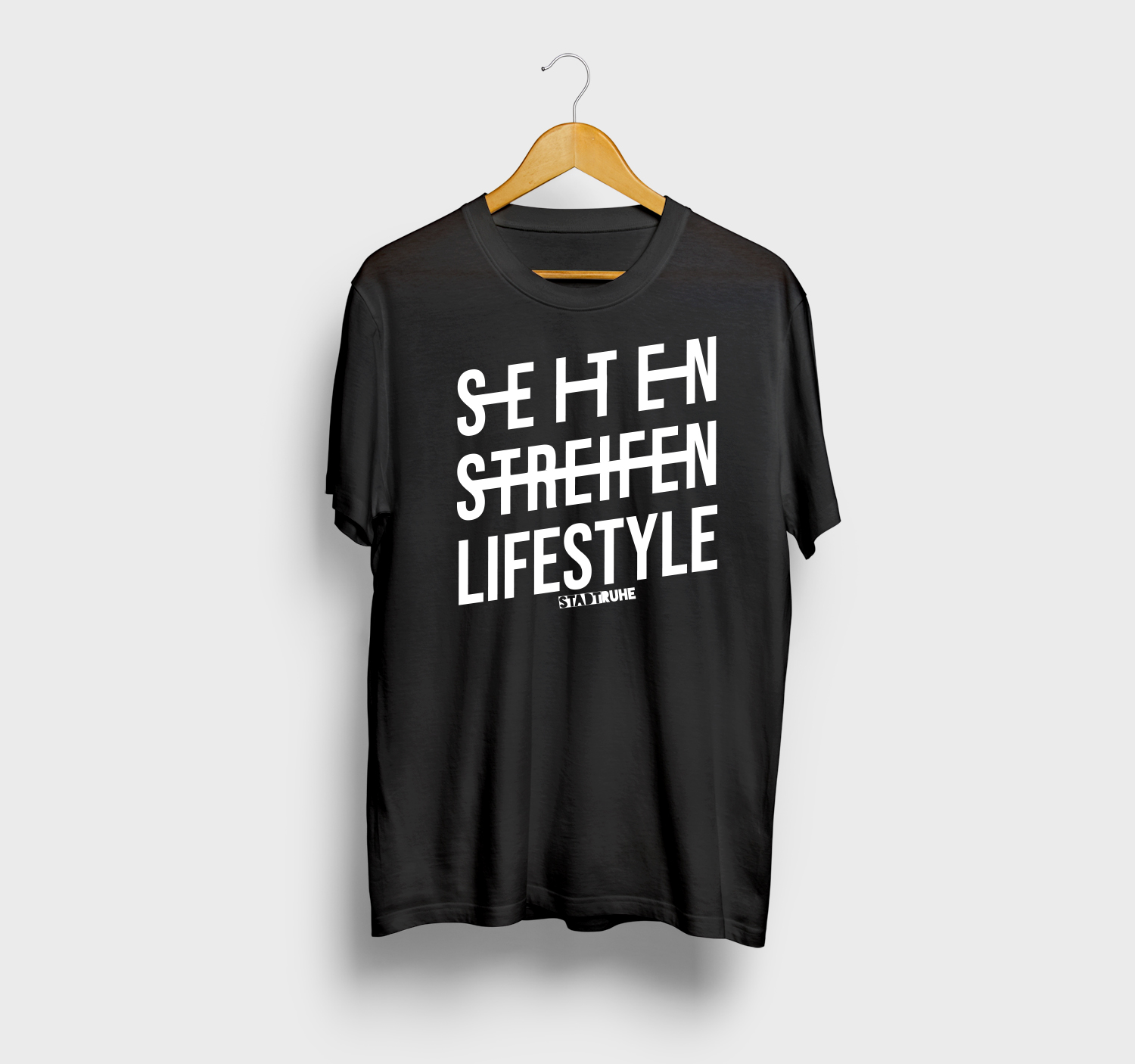 T-Shirt – SEITEN STREIFEN LIFESTYLE Schwarz (Unisex)
